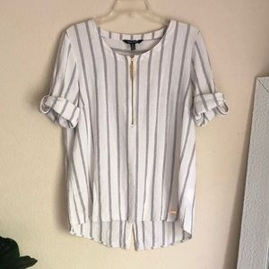 Ellen Tracy Striped Linen Tunic